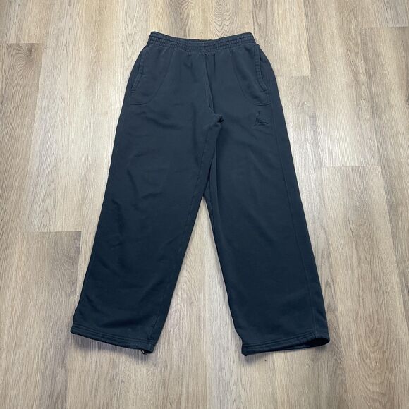 Jordan Pants Mens Medium Black Fleece Sweatpants Jumpman Embroidered Cinch Hem - Picture 1 of 12